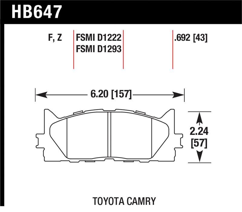 Lexus ES350 Brake Pads - Front - Hawk Performance - HPS Street - `10-`27